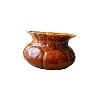 Brush McCoy Pottery Vase #190-6 Scalloped Edge Flared‎ Top Brown Drip Glaze
